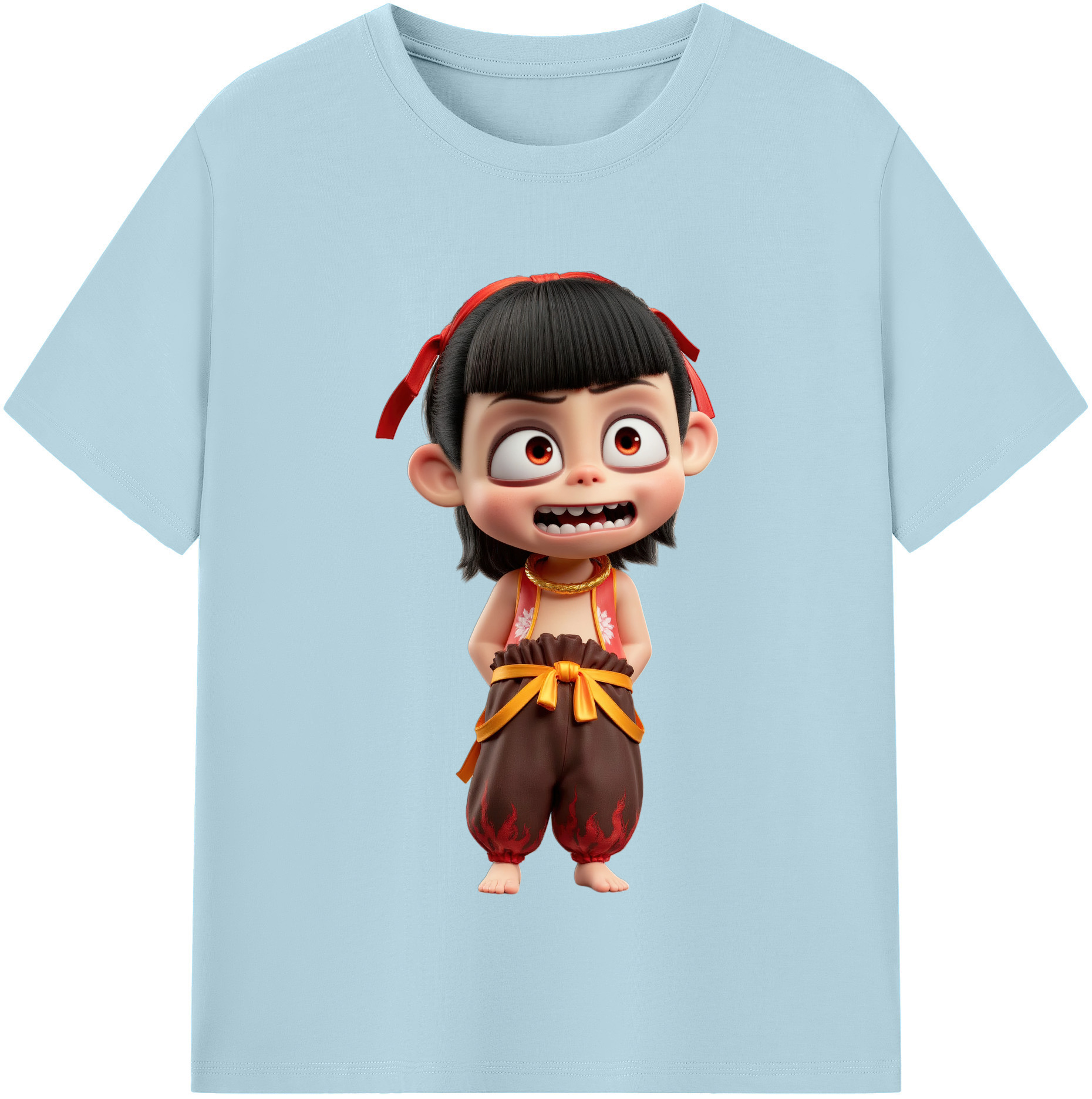（画像用） Ne Zha 2 ナタ 魔童の大暴れ 綿100％半袖Tシャツ（フロントプリント）